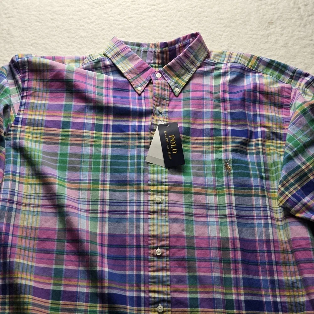 Polo Ralph Lauren Shirt Mens Big 3XLT Multicolor Plaid Long Sleeve Button-Down